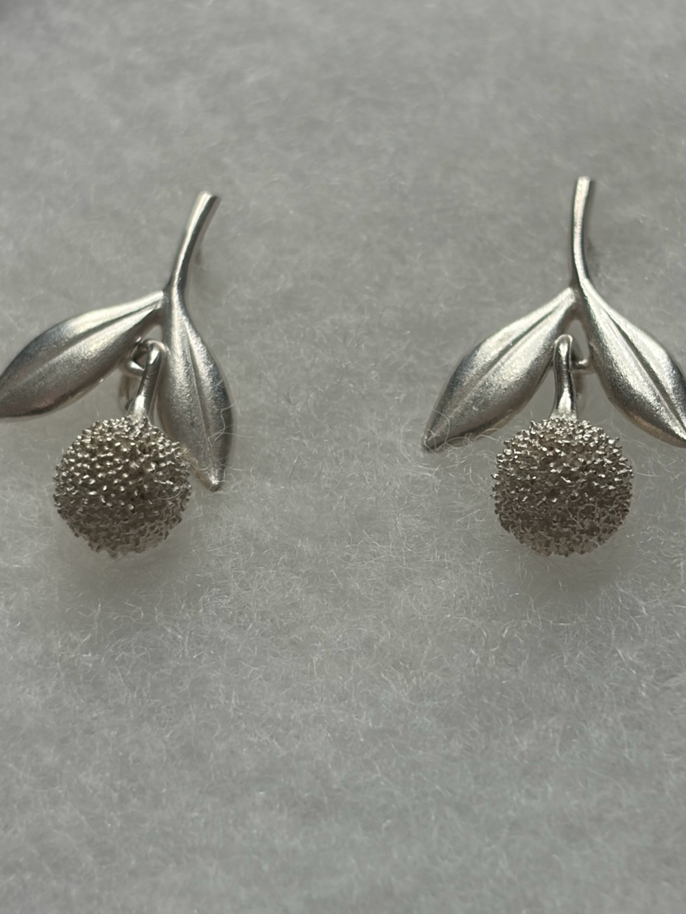 Sterling Silver Leaf and Textured Ball Drop Earrings - E.A.M.Sterling
